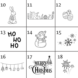 Designvorlagen für gravierte Blumentöpfe: Osterhase, Ostereier, Schneemann, Schneeflocken, Weihnachtsgruß, Feuerwerk. Indi...