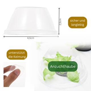 Transparente Anzuchtglocke für Blumentöpfe, unterstützt Keimung, 4,5cm Durchmesser, 2,5cm Höhe.