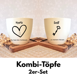 besonderes Geschenk - Kombitopf mit Gravur - Herzschlüssel
