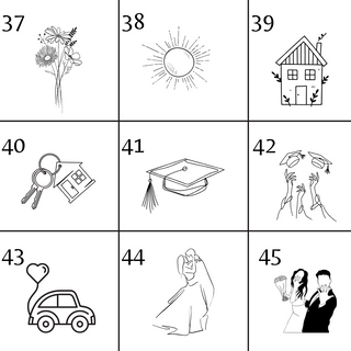 Designvorlagen für gravierte Blumentöpfe: Blumen, Sonne, Haus, Schlüssel, Abschlussfeier, Hochzeit. Personalisierbares Ges...