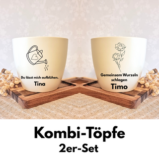 besonderes Geschenk - Kombitopf mit Gravur - Gießkanne & Pflanze