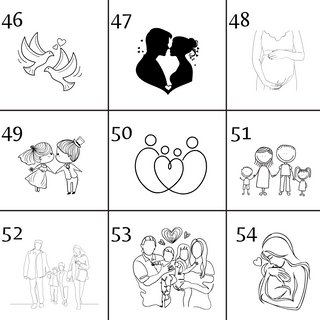 Designvorlagen (Nr. 46-54) für gravierte Blumentöpfe: Paare, Familien, Schwangere. Personalisierbares Geschenk von Natur M...