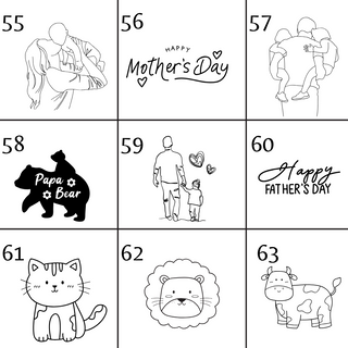 Designvorlagen für gravierte Blumentöpfe: Muttertag, Vatertag, Bär, Katze, Löwe, Kuh. Personalisierbares Geschenk von Natu...