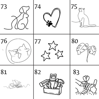 Designvorlagen für gravierte Blumentöpfe:  Tiere, Herz, Sterne, Pflanzen, Werkzeug, Gärtnern.