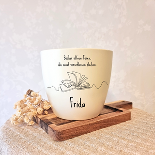 Besonderes Geschenk - Blumentopf graviert - Bücher öffnen Türen