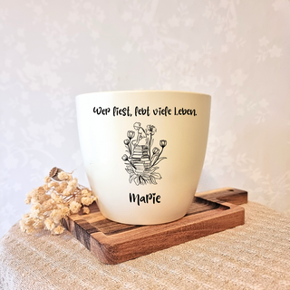 Besonderes Geschenk - Blumentopf graviert - Lesen Leben