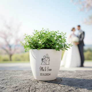 Hochzeitsgeschenk - Blumentopf graviert - Ja, ich will