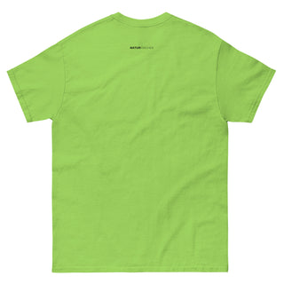 Grünes Unisex-T-Shirt von Naturmacher mit Bensheim Skyline, Rückansicht.