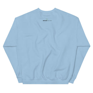 Hellblaues Bensheim Skyline Sweatshirt von Naturmacher, Rückansicht, ohne sichtbaren Druck.