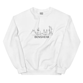 Weißes Bensheim Skyline Sweatshirt von Naturmacher, warm und bequem für Heimatverbundene.