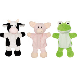 GoKi Handpuppenset: Kuh, Schwein und Frosch. Weiche Stofftiere für Kinder. Ideal zum Spielen und Geschichtenerzählen.