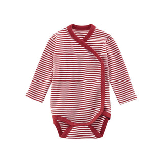 Living Crafts Bio-Baumwolle Baby-Wickelbody, rot-weiß gestreift, Langarm.