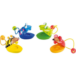 GoKi Tier-Kastagnetten Set: Biene, Fisch, Frosch & Maus. Bunte Holzkastagnetten für Kinder. Fördert Musikalität und Rhythm...