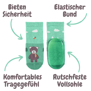 Sterntaler Babysöckchen "Fliesen Flitzer air Bär Ben", mintgrün, mit Bärchen-Motiv und rutschfester Vollsohle für sicheren...