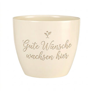 Personalisierter Blumentopf mit Gravur — Geschenk Schwester zum Geburtstag — Detailansicht der Lasergravur
