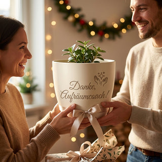 Personalisierter Blumentopf — Danke Geschenk Aufräumcoach Organisationstalent — geschenk_uebergabe