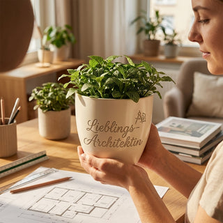 Blumentopf mit Gravur 'Lieblings-Architektin' — Geschenk für Architektinnen — lifestyle