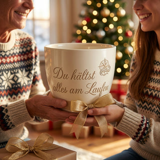 Personalisierter Blumentopf mit Gravur — Geschenk für Verwaltungsfachangestellte — als persoenliche Geschenk-Uebergabe