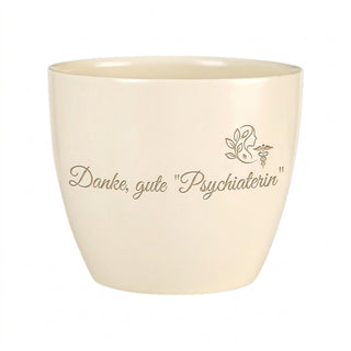 Personalisierter Blumentopf mit Gravur — Danke Geschenk für Psychiaterin — Detailansicht der Lasergravur