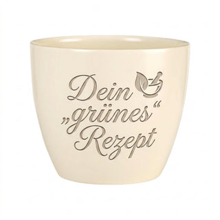 Personalisierter Blumentopf — Geschenk für PTA zur bestandenen Prüfung — Detailansicht der Lasergravur
