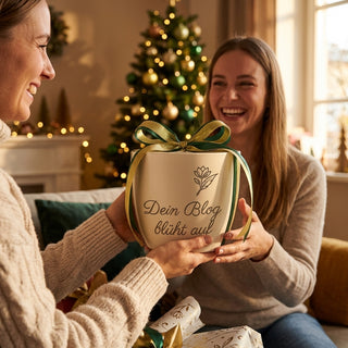 Personalisierter Blumentopf mit Gravur — Geschenk für Bloggerin & Content Creator — als persoenliche Geschenk-Uebergabe