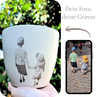 Fotogravur Blumentopf personalisiert