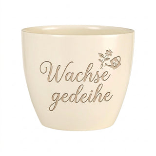 Personalisierter Blumentopf mit Gravur — Geschenk Forstwirt Abschied — Detailansicht der Lasergravur