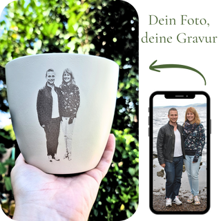 Fotogravur Blumentopf personalisiert