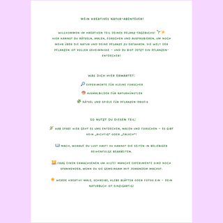 Naturmacher "Mein erstes Pflanz-Set" Tagebuchseite: Experimente, Ausmalbilder & Rätsel für kleine Pflanzen-Entdecker.