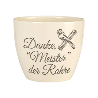 Gravierter Blumentopf Abschied — Geschenk für Anlagenmechaniker — topf_gravur