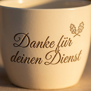 Personalisierter Blumentopf — Geschenk Bundespolizist Dankeschön Dienst — Detailaufnahme