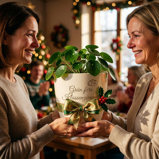 Personalisierter Blumentopf mit Gravur — Geschenk Referendarin Klassenzimmer — als persoenliche Geschenk-Uebergabe