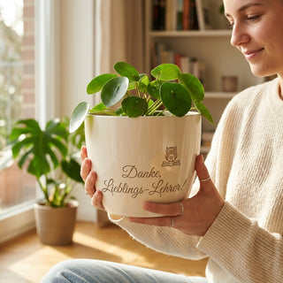 Personalisierter Blumentopf — Danke Geschenk für Deutschlehrer & Lehrerin — im Wohnambiente