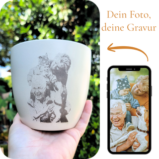 Fotogravur Blumentopf personalisiert