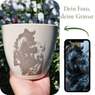Fotogravur Blumentopf personalisiert