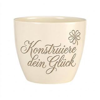 Personalisierter Blumentopf mit Gravur — Geschenk für Bauingenieur — Detailansicht der Lasergravur