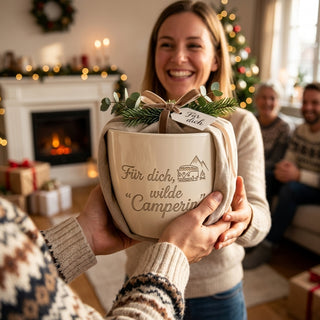 Personalisierter Blumentopf — Geschenk Camperin Einweihung Wohnmobil — als persoenliche Geschenk-Uebergabe
