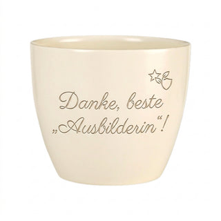Personalisierter Blumentopf mit Gravur — Danke Geschenk für Ausbilderin — topf_gravur