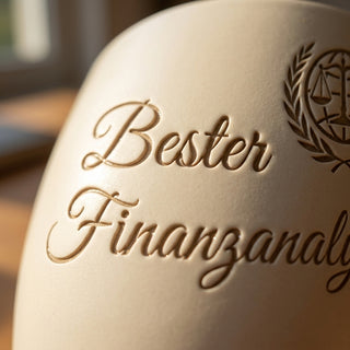 Personalisierter Blumentopf mit Gravur — Geschenk für Finanzanalysten — Detailaufnahme
