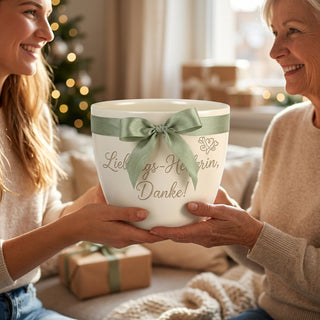 Persönlicher Blumentopf für die Arzthelferin – Gravur: Lieblings-Helferin, Danke! — geschenk_uebergabe