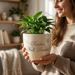 Personalisierter Blumentopf mit Gravur — Geschenk Kreditanalyst Beförderung — im Wohnambiente