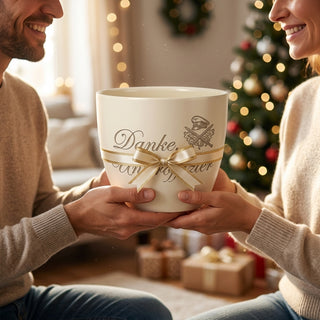 Personalisierter Blumentopf — Geschenk Unteroffizier Beförderung und Abschied — als persoenliche Geschenk-Uebergabe