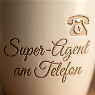 Personalisierter Blumentopf mit Gravur — Geschenk für Callcenter Agent — Detailaufnahme