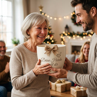 Personalisierter Blumentopf „Deine Herde dankt dir“ — Geschenk Schäferin — als persoenliche Geschenk-Uebergabe