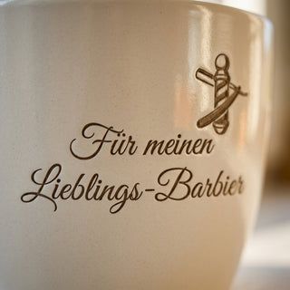 Geschenk für den Barbier – Gravur: Für meinen Lieblings-Barbier — Detailaufnahme