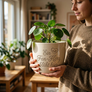 Geschenk für Fußballfans – Blumentopf mit individueller Gravur — im Wohnambiente
