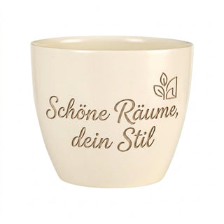 Personalisierter Blumentopf mit Gravur — Geschenk für Home Stagerin — Detailansicht der Lasergravur
