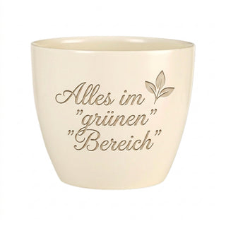 Persönliches Geschenk für Buchhalterin – Gravur: Alles im grünen Bereich — Detailansicht der Lasergravur