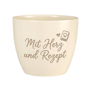 Personalisierter Blumentopf mit Gravur — Geschenk Ärztin Abschied Praxis — Detailansicht der Lasergravur