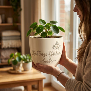 Persönlicher Blumentopf für den Lieblings-Gärtner – Geschenk für Garten- und Landschaftsbauer — im Wohnambiente